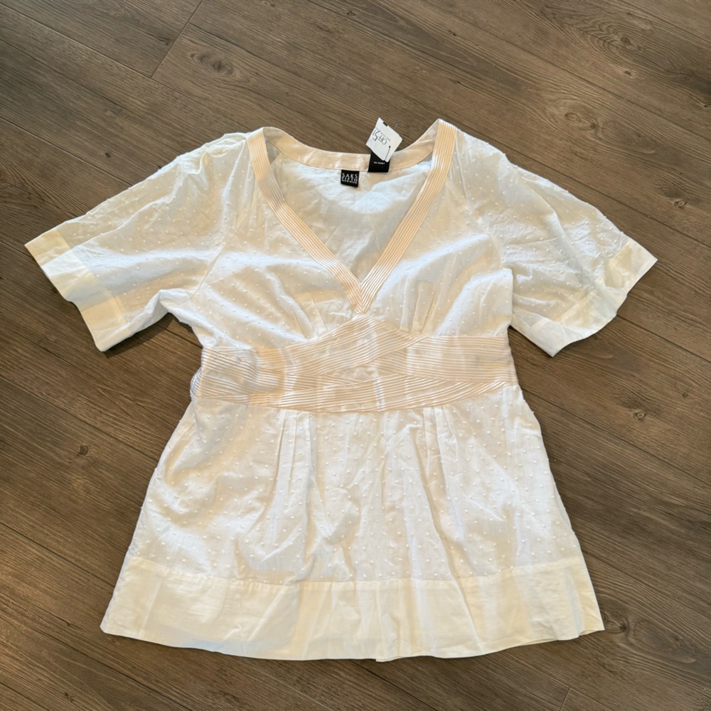 Saks Fifth Avenue Cotton Clip Dot Blouse NWT